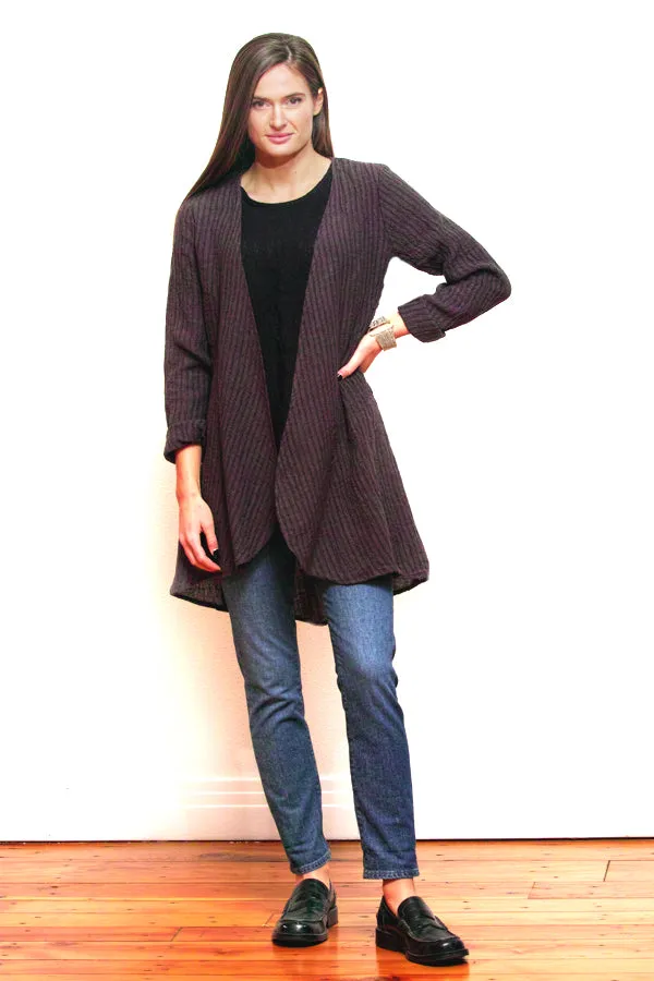 crinkle open front cardigan