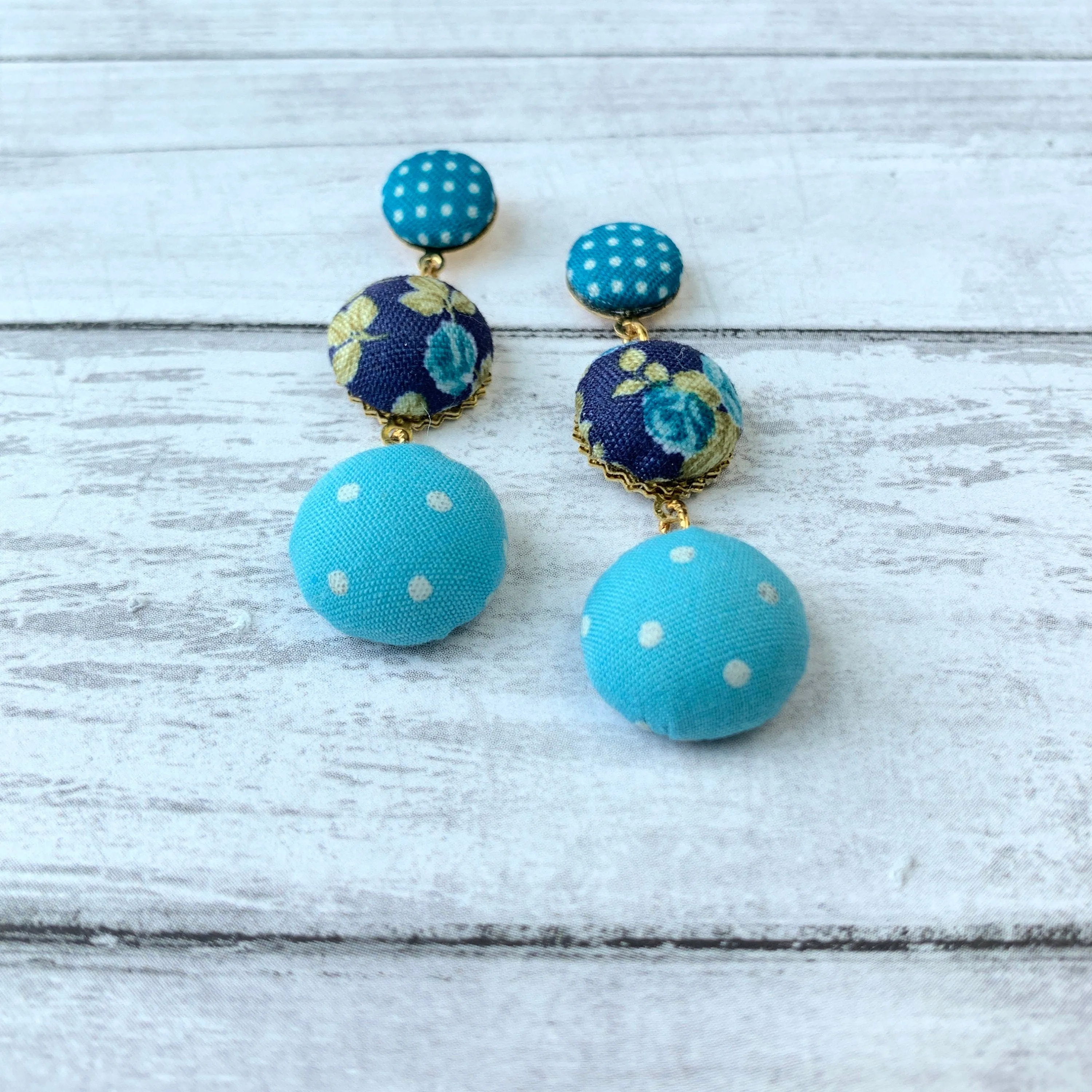 Cute As A Button Earrings in Cornflower Blue