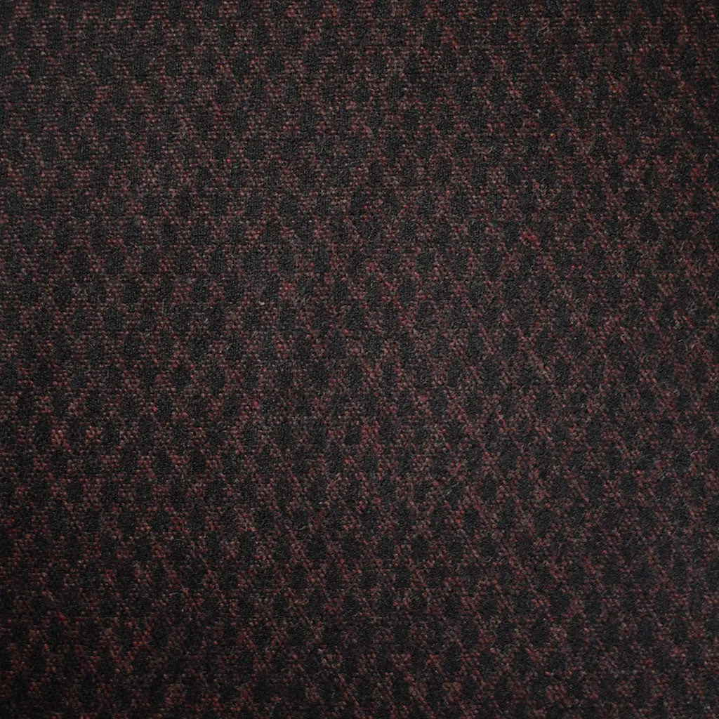 Diamond Jacquard Wool Flannel Suiting Black/Burgundy