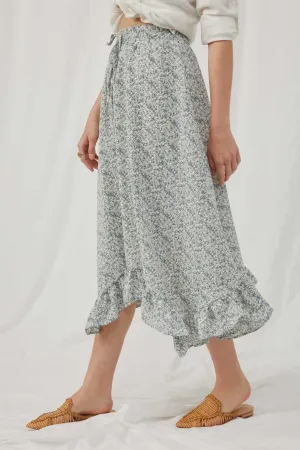 Ditsy Floral Ruffled Handkerchief Hem Skirt