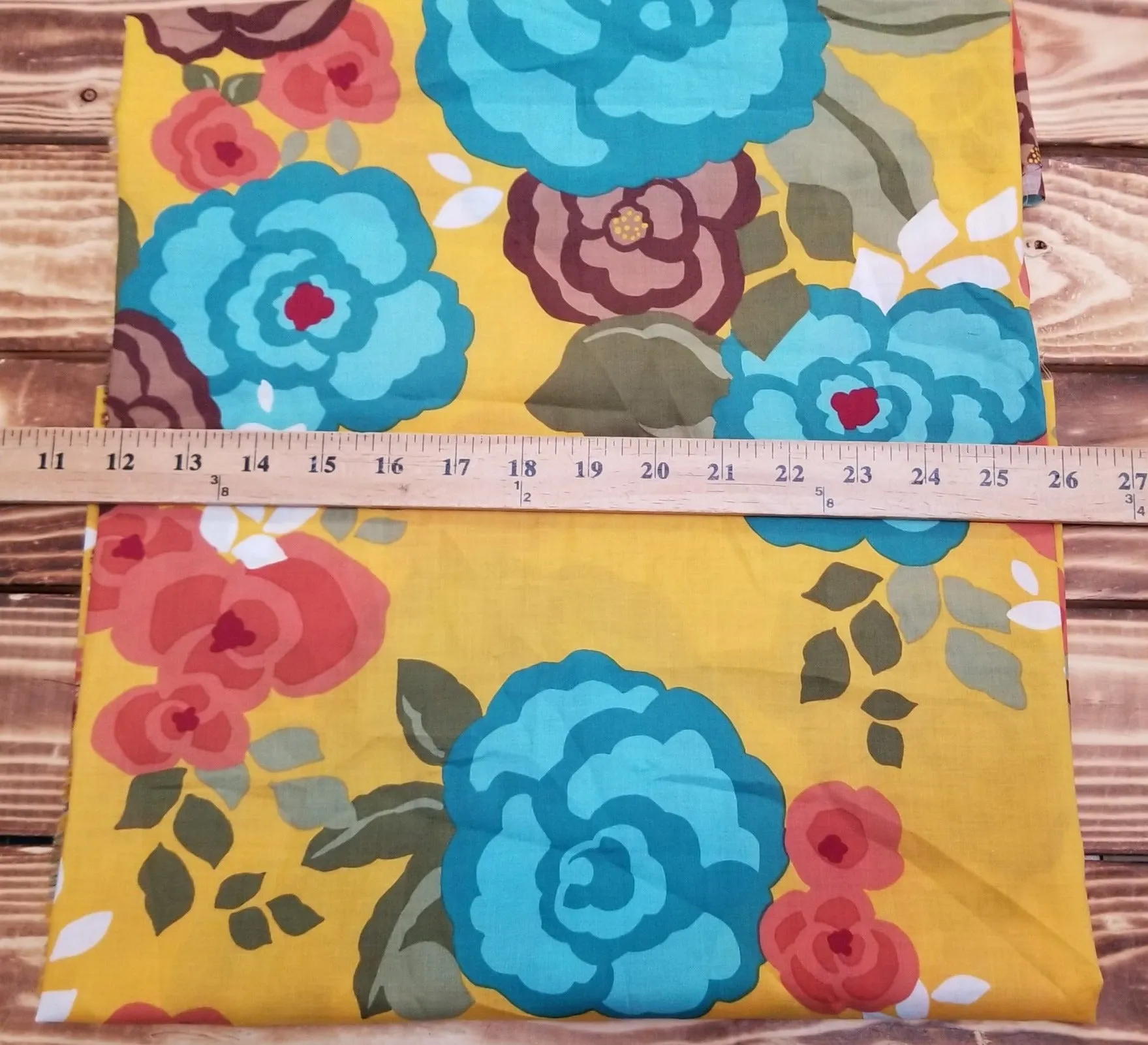 End of BOlt: 3 yards of Designer Deadstock Cotton Lawn Large Floral Marigold Yellow 2.36oz Woven- remnant