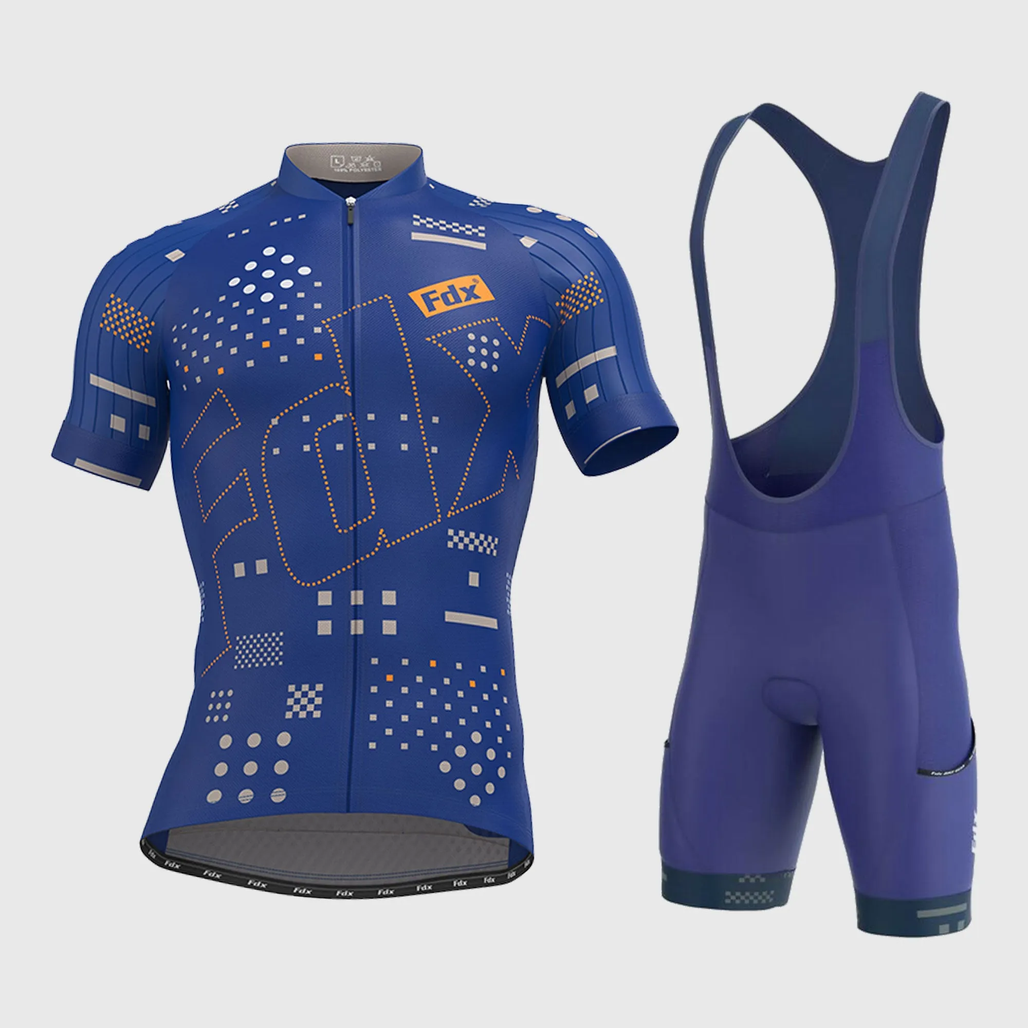 Fdx Men's & Boy's Set All Day Blue Short Sleeve Jersey & Bib Shorts