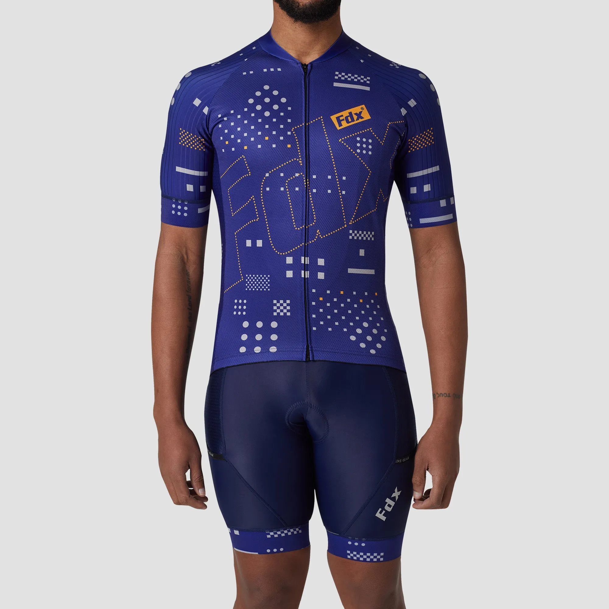 Fdx Men's & Boy's Set All Day Blue Short Sleeve Jersey & Bib Shorts