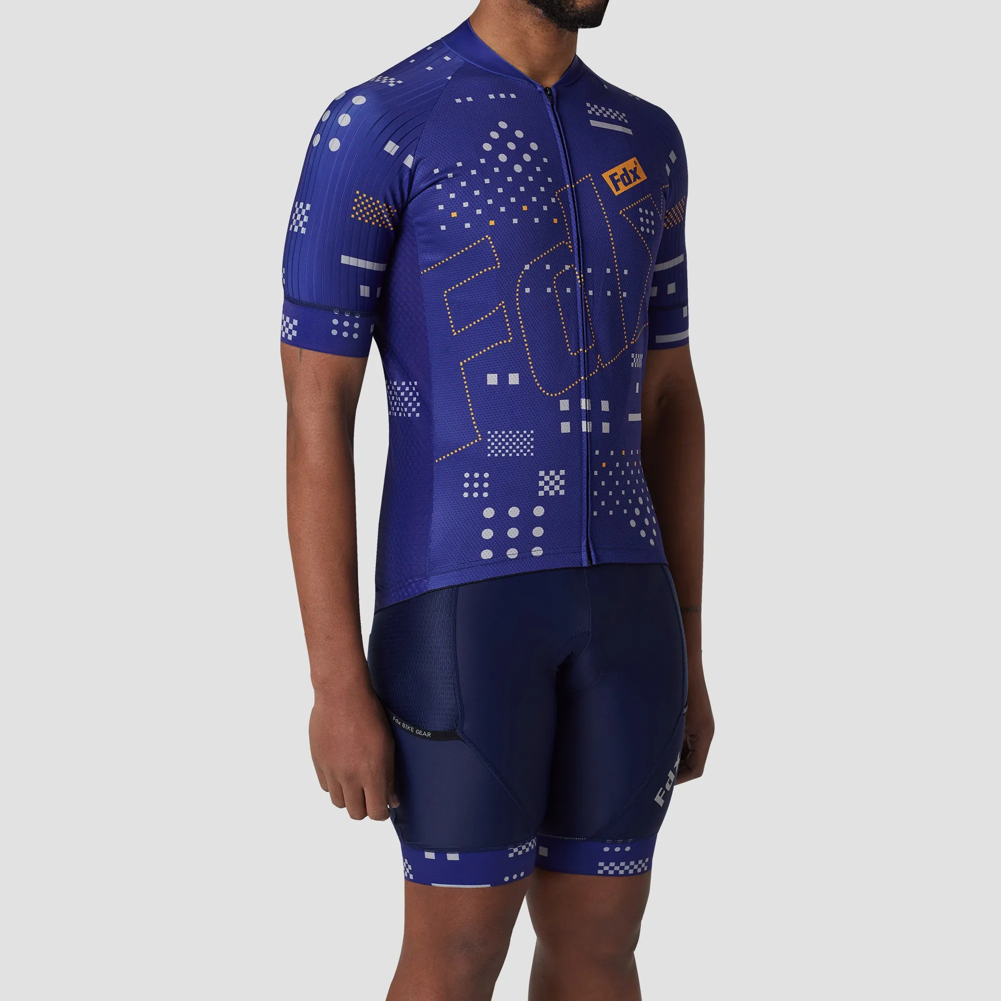 Fdx Men's & Boy's Set All Day Blue Short Sleeve Jersey & Bib Shorts