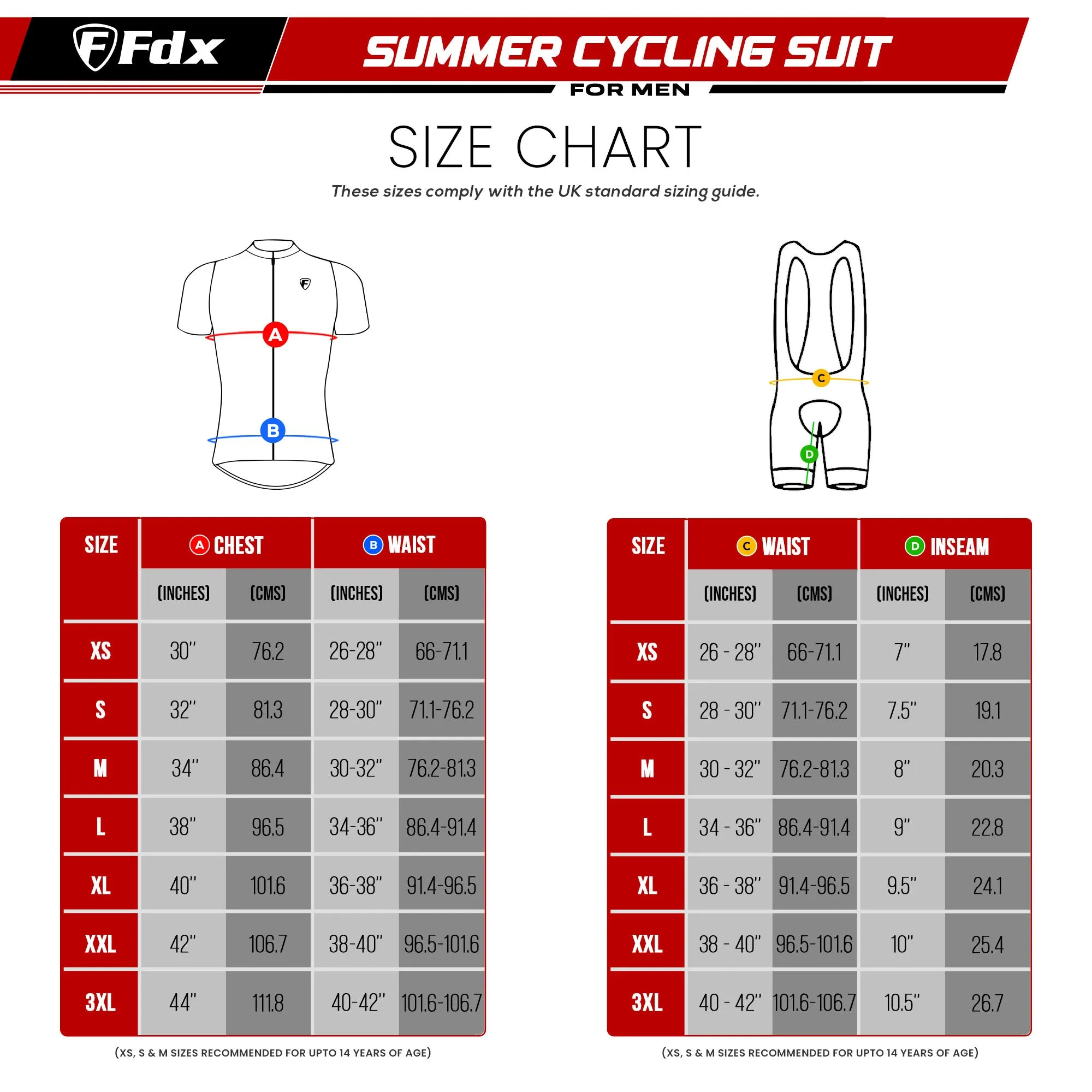 Fdx Men's & Boy's Set All Day Blue Short Sleeve Jersey & Bib Shorts