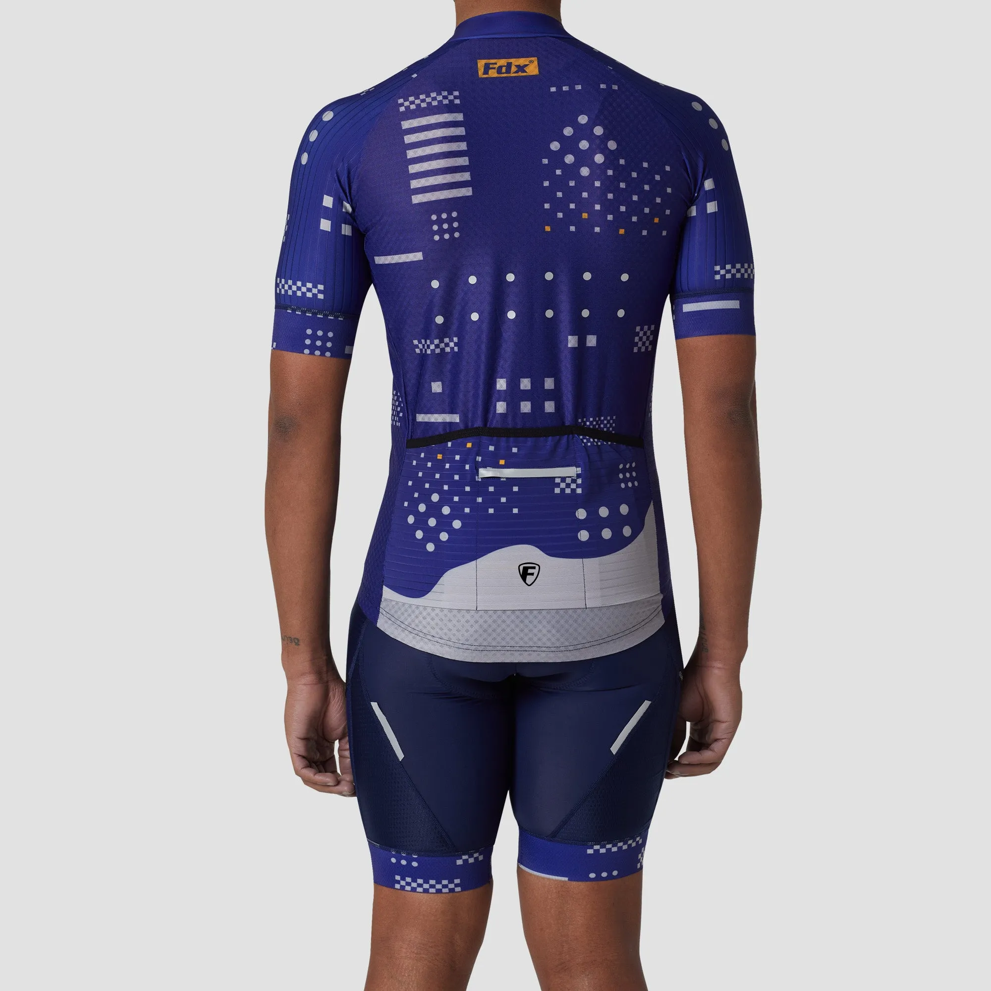 Fdx Men's & Boy's Set All Day Blue Short Sleeve Jersey & Bib Shorts