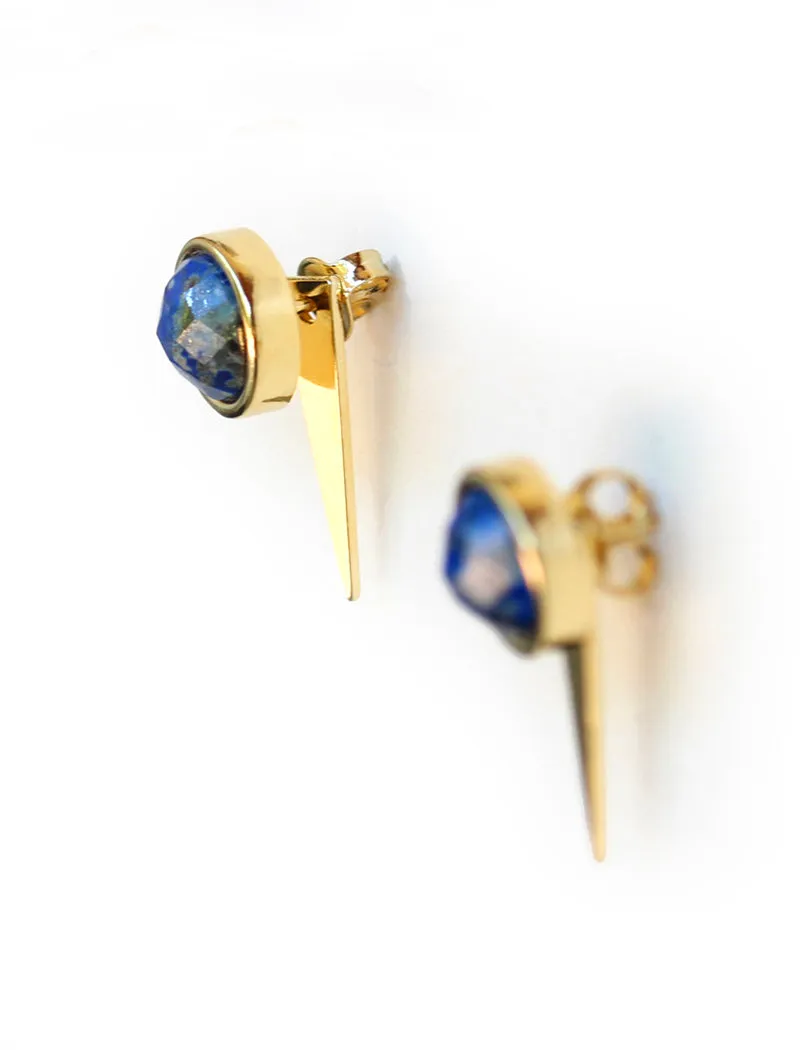 FIRE 3-Way Blue Lapis Lazuli 24K Gold Earring Jackets