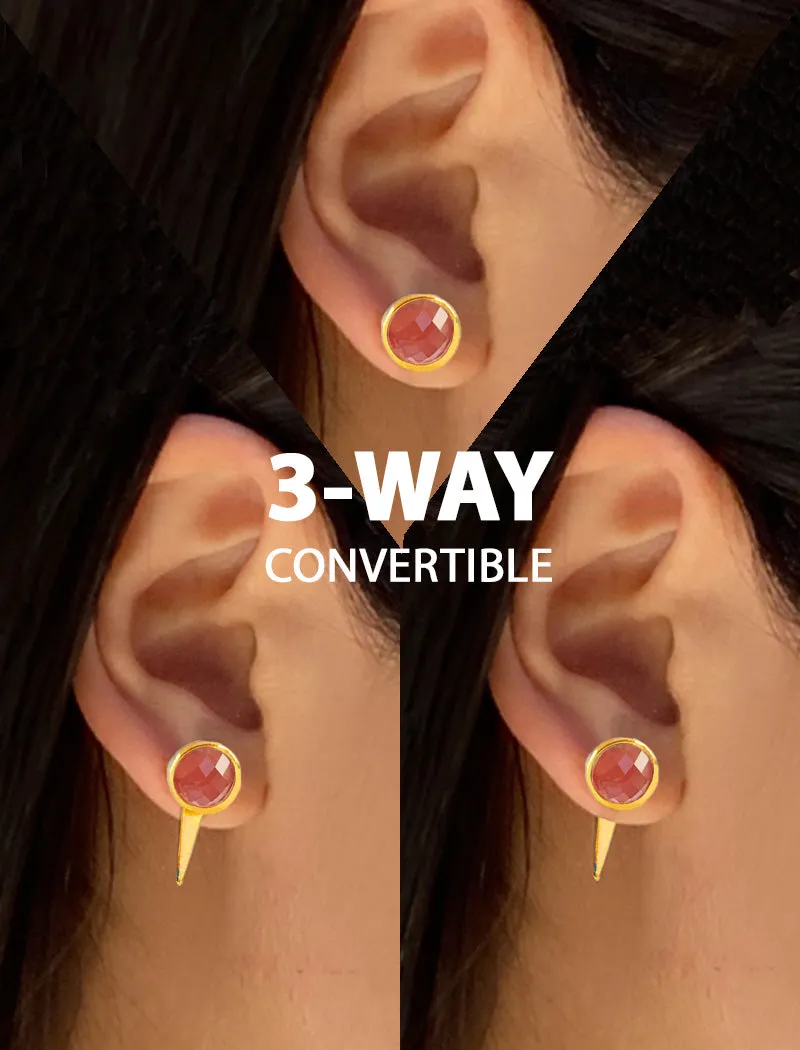 FIRE 3-Way Pink Coral 24K Gold Earring Jackets