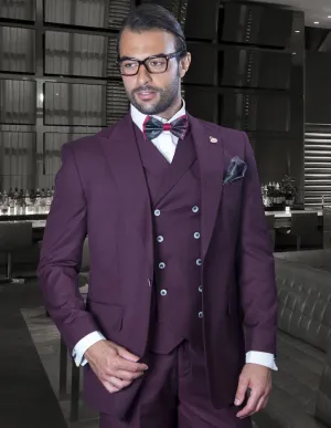 FLORENCE 3 PC BURGUNDY REGULAR FIT SUIT