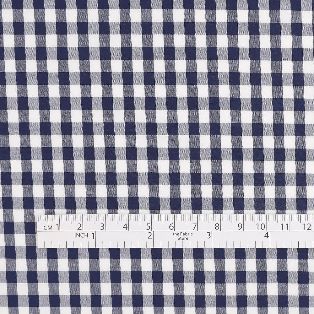 Gingham Cotton Shirting - Navy