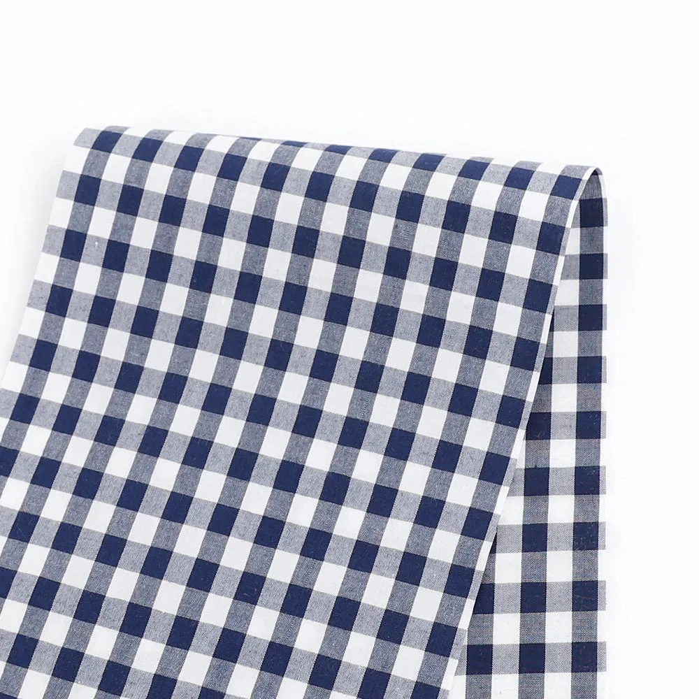 Gingham Cotton Shirting - Navy