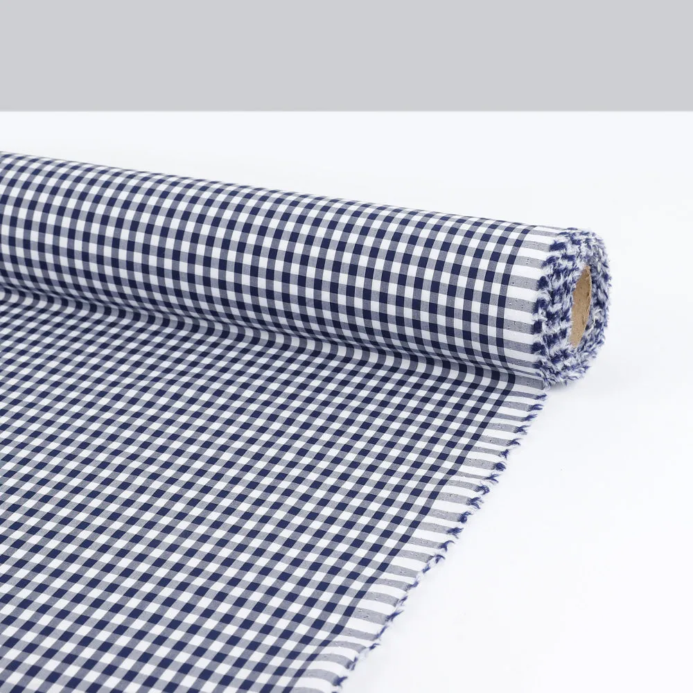 Gingham Cotton Shirting - Navy