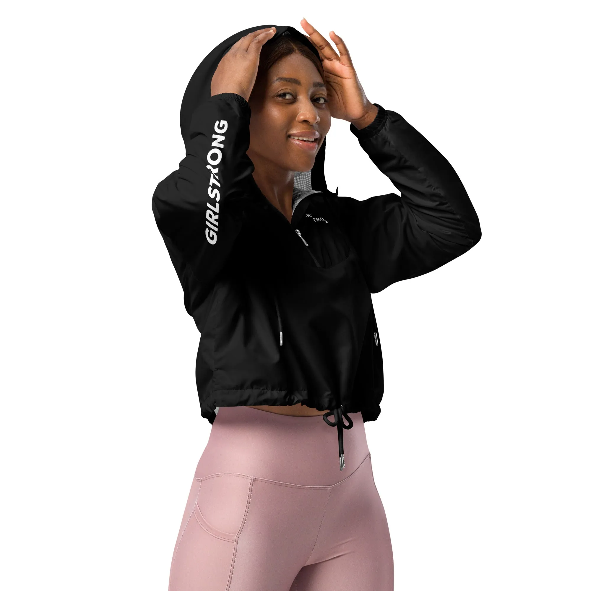 GIRLFRIEND PULLOVER CROP WINDBREAKER BLACK GIRLSTRONG