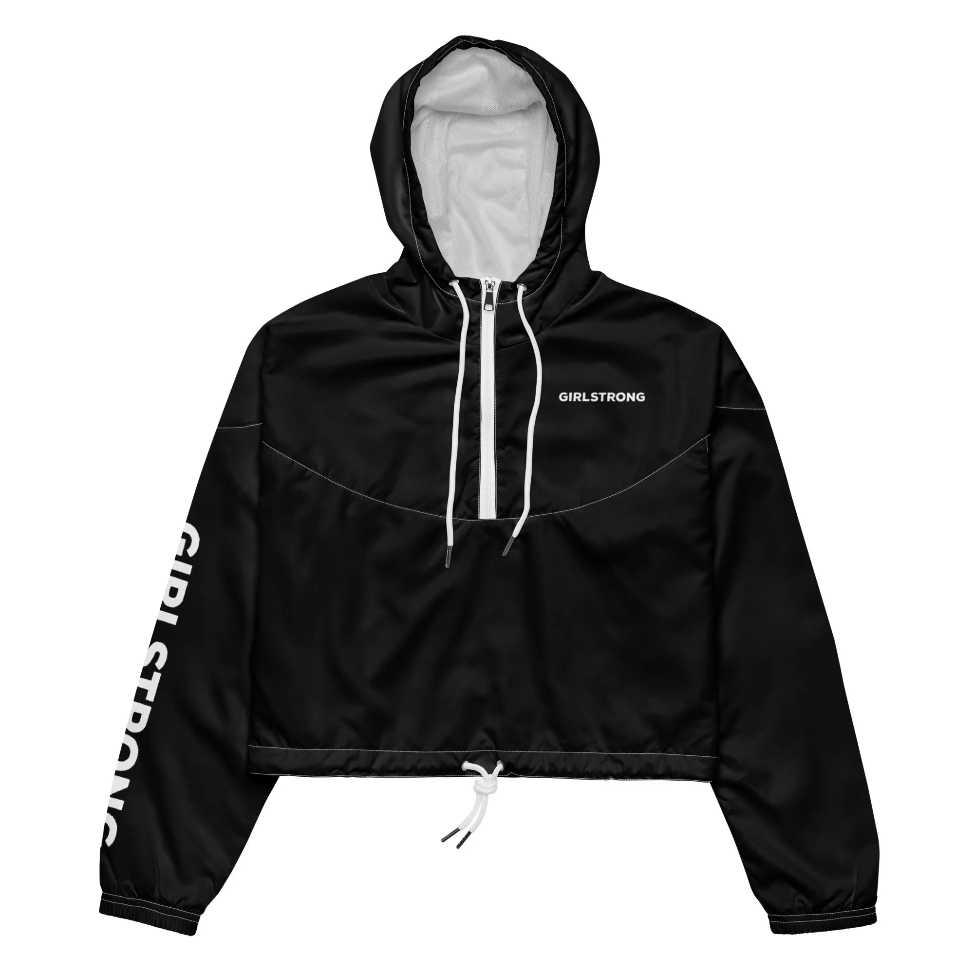 GIRLFRIEND PULLOVER CROP WINDBREAKER BLACK GIRLSTRONG