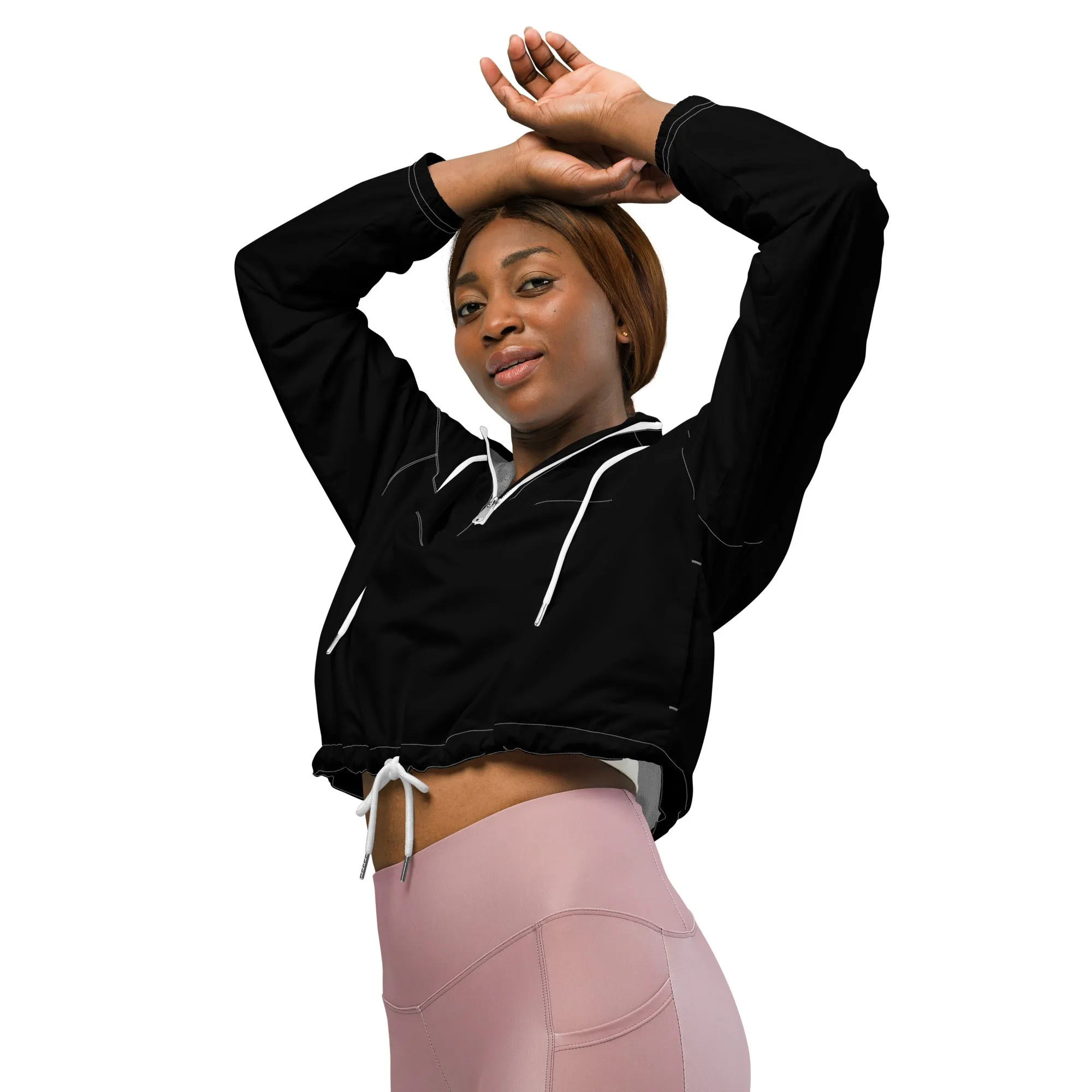 GIRLFRIEND PULLOVER CROP WINDBREAKER BLACK GIRLSTRONG