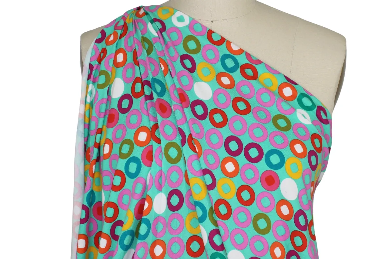 Going in Circles Extra Wide Rayon Jersey - Multi on Bahama Green