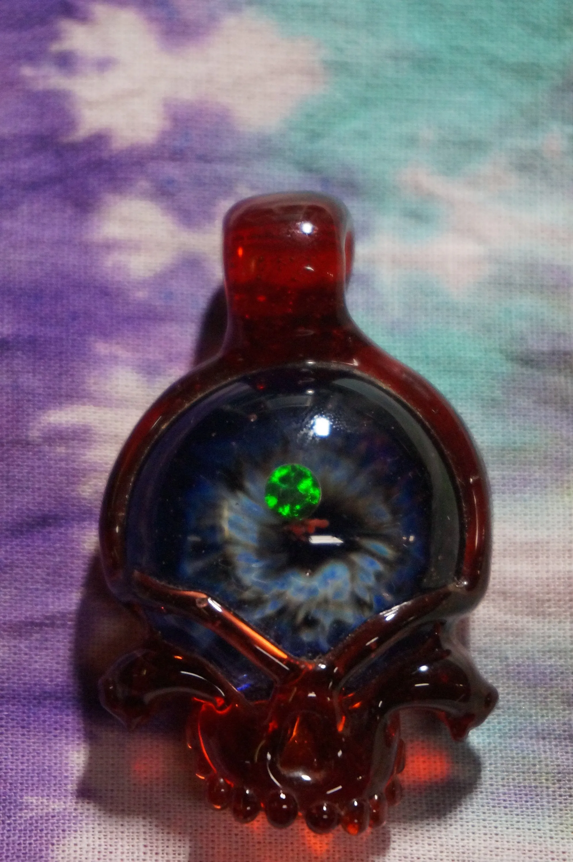 Grateful dead stealie Glass Pendant with beautiful Opal