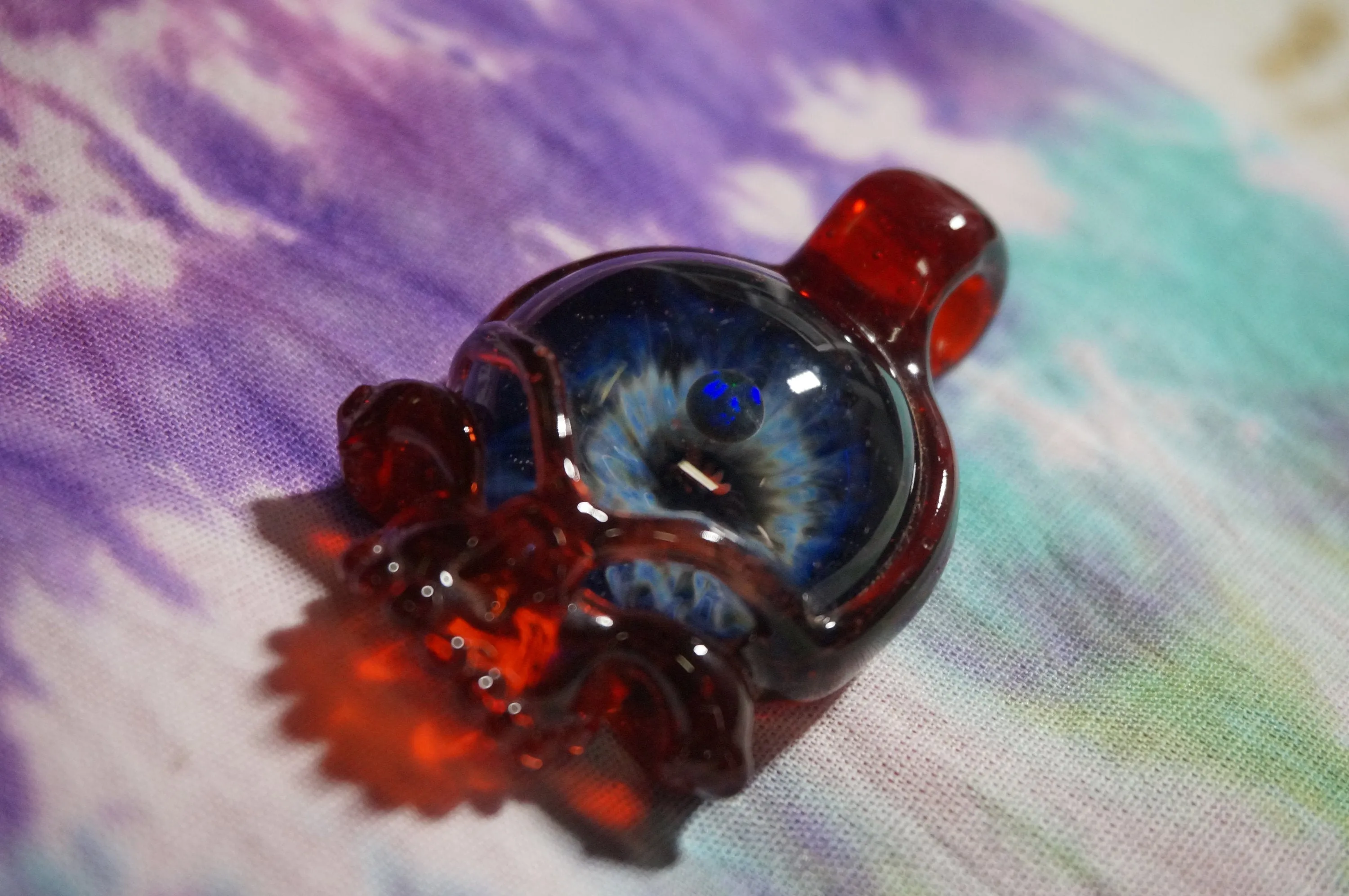 Grateful dead stealie Glass Pendant with beautiful Opal