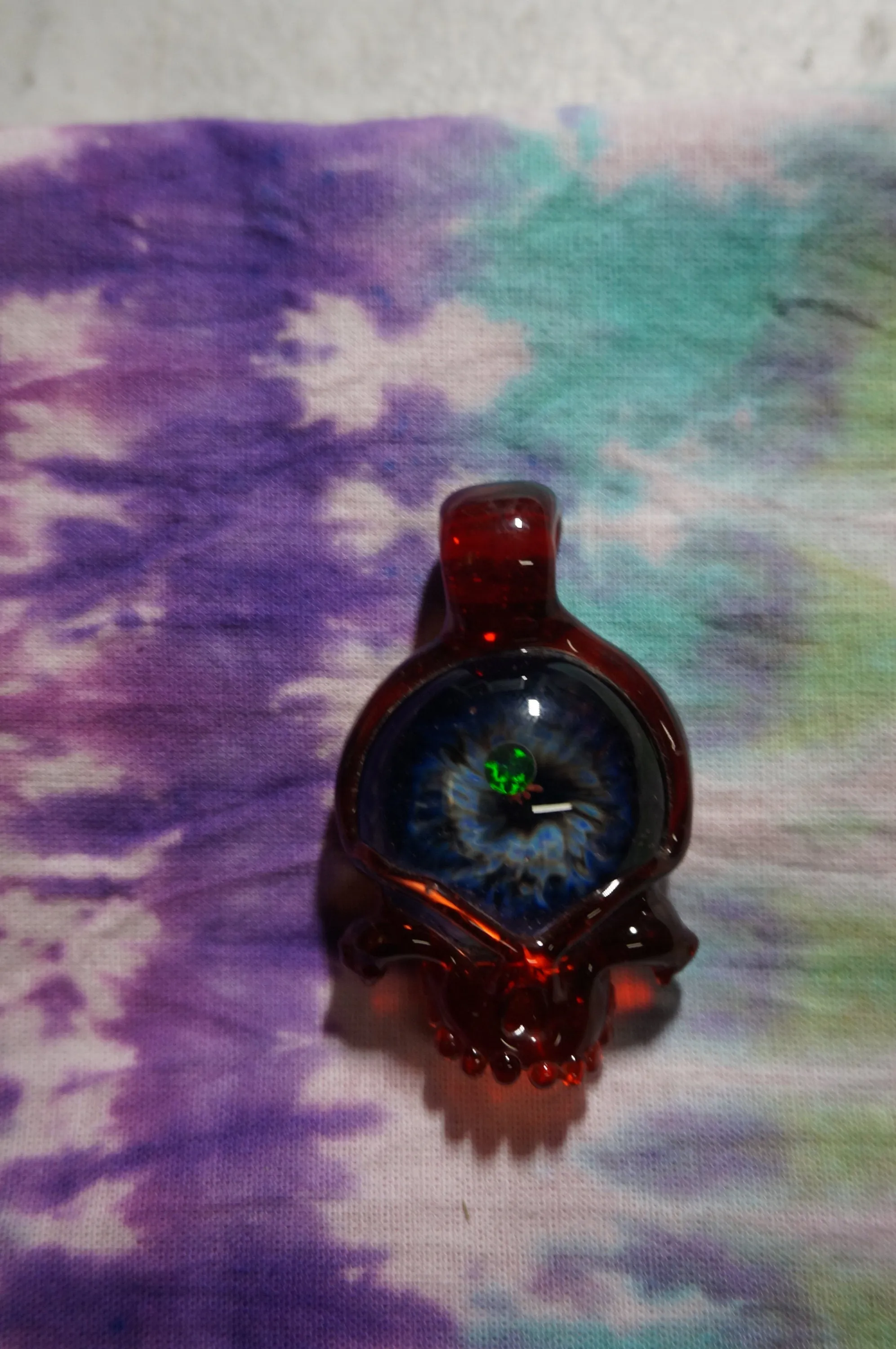 Grateful dead stealie Glass Pendant with beautiful Opal