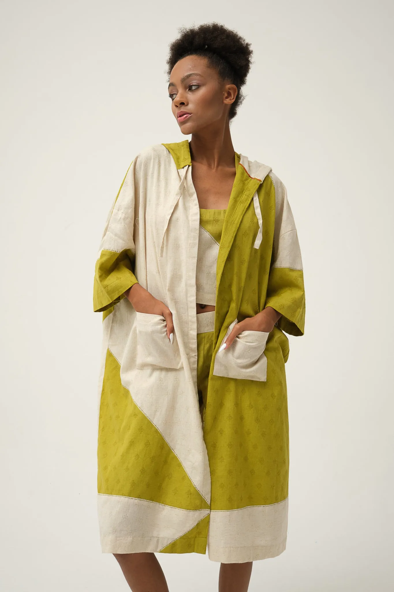 Green handwoven Organic cotton TWEETY JACKET