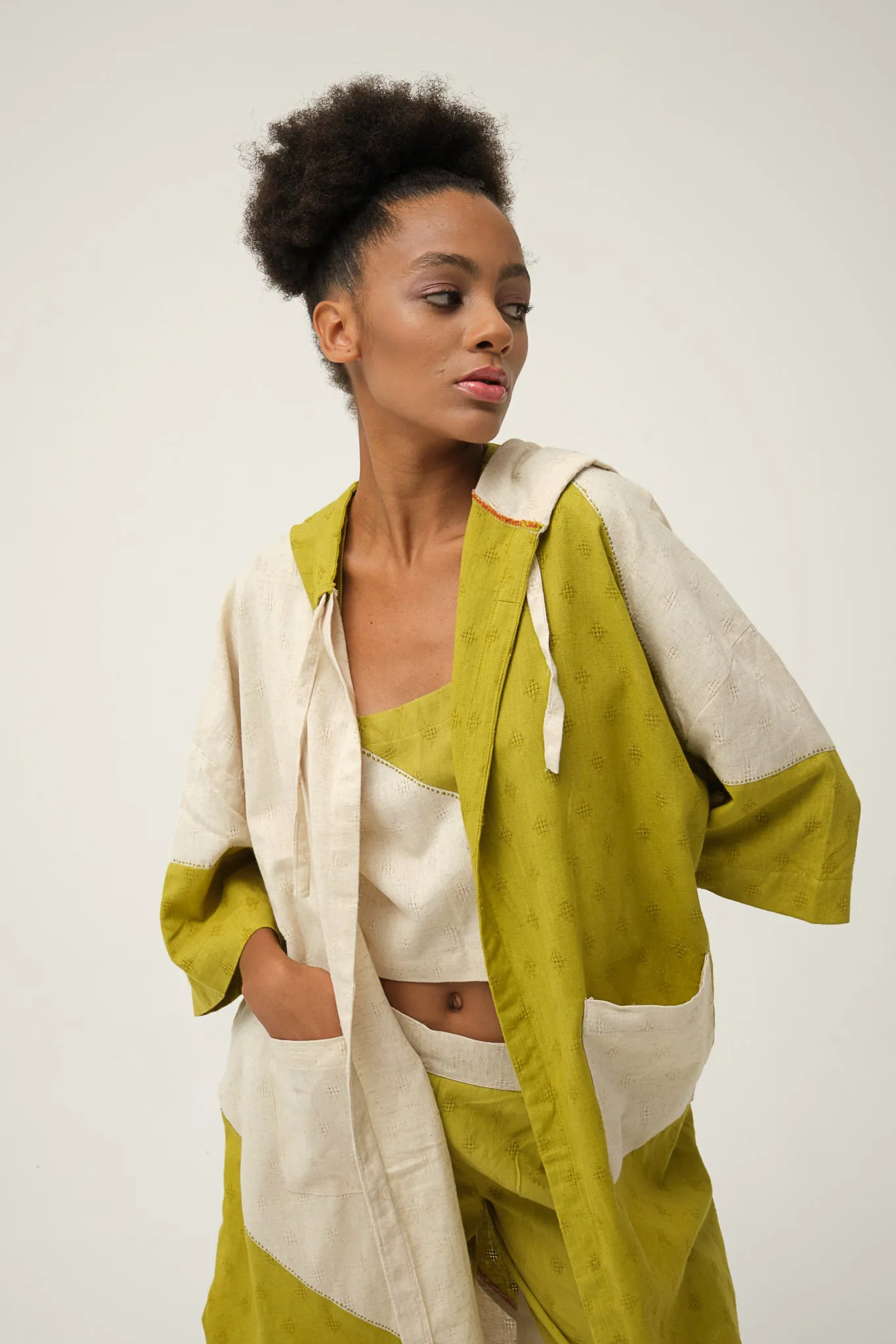 Green handwoven Organic cotton TWEETY JACKET