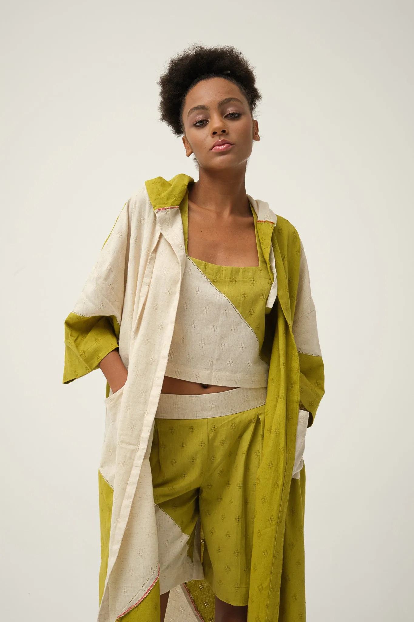 Green handwoven Organic cotton TWEETY JACKET