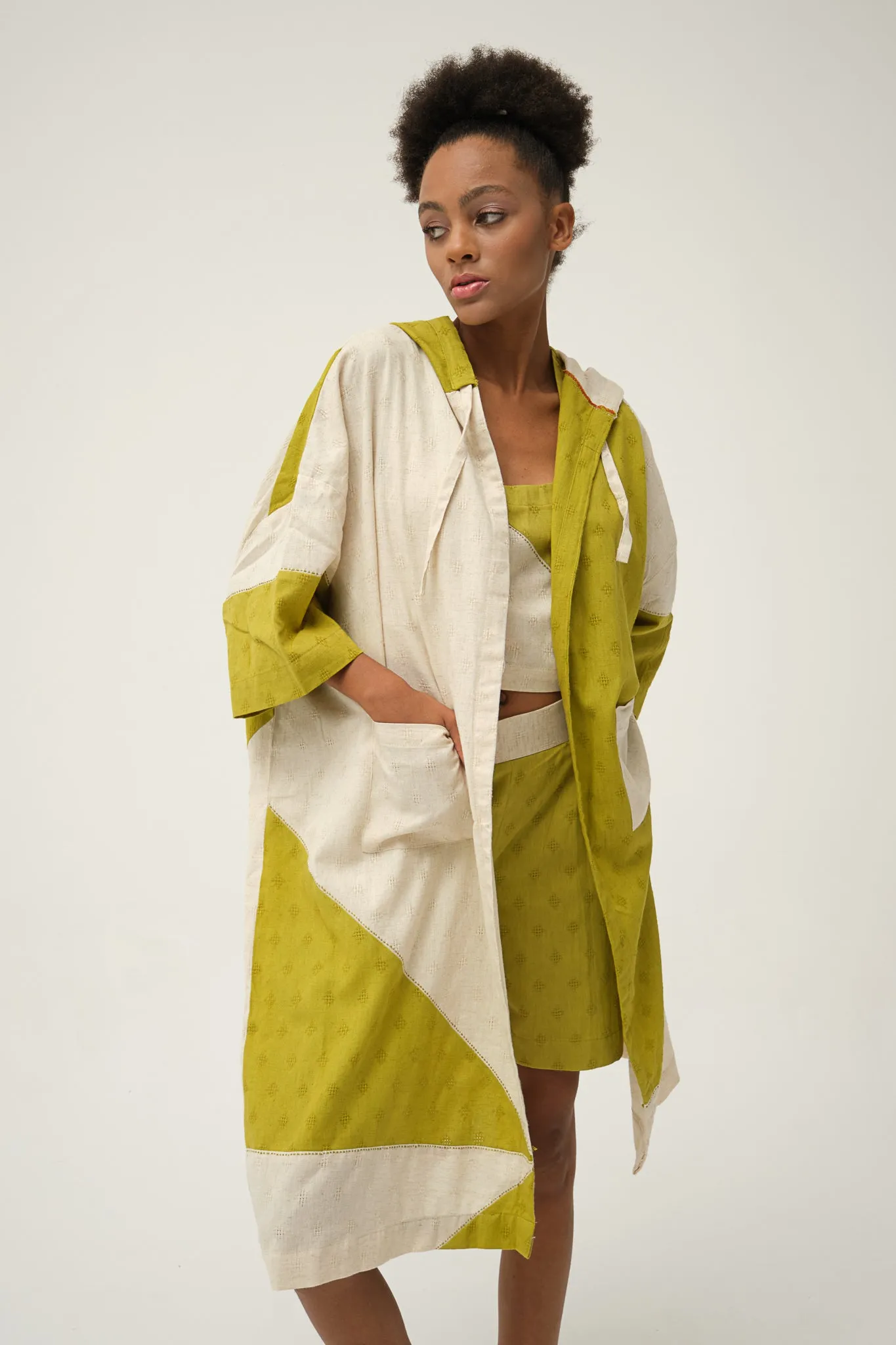 Green handwoven Organic cotton TWEETY JACKET