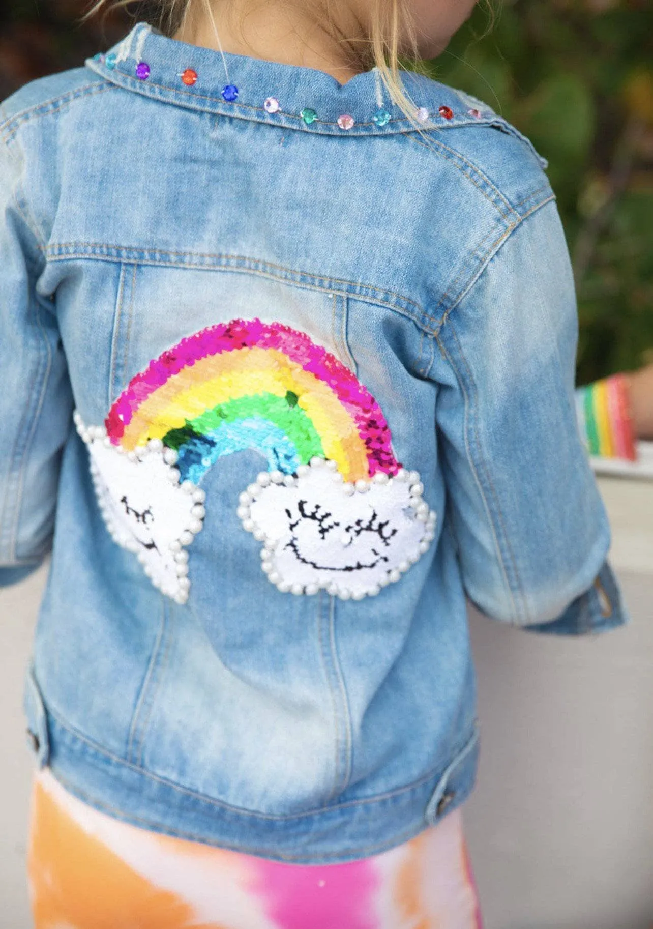 Happy Rainbow Gems Denim Jacket