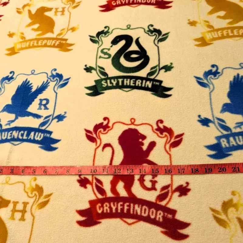 Harry Potter Anti-Pill Polar Fleece, Hogwart's Houses in Cream