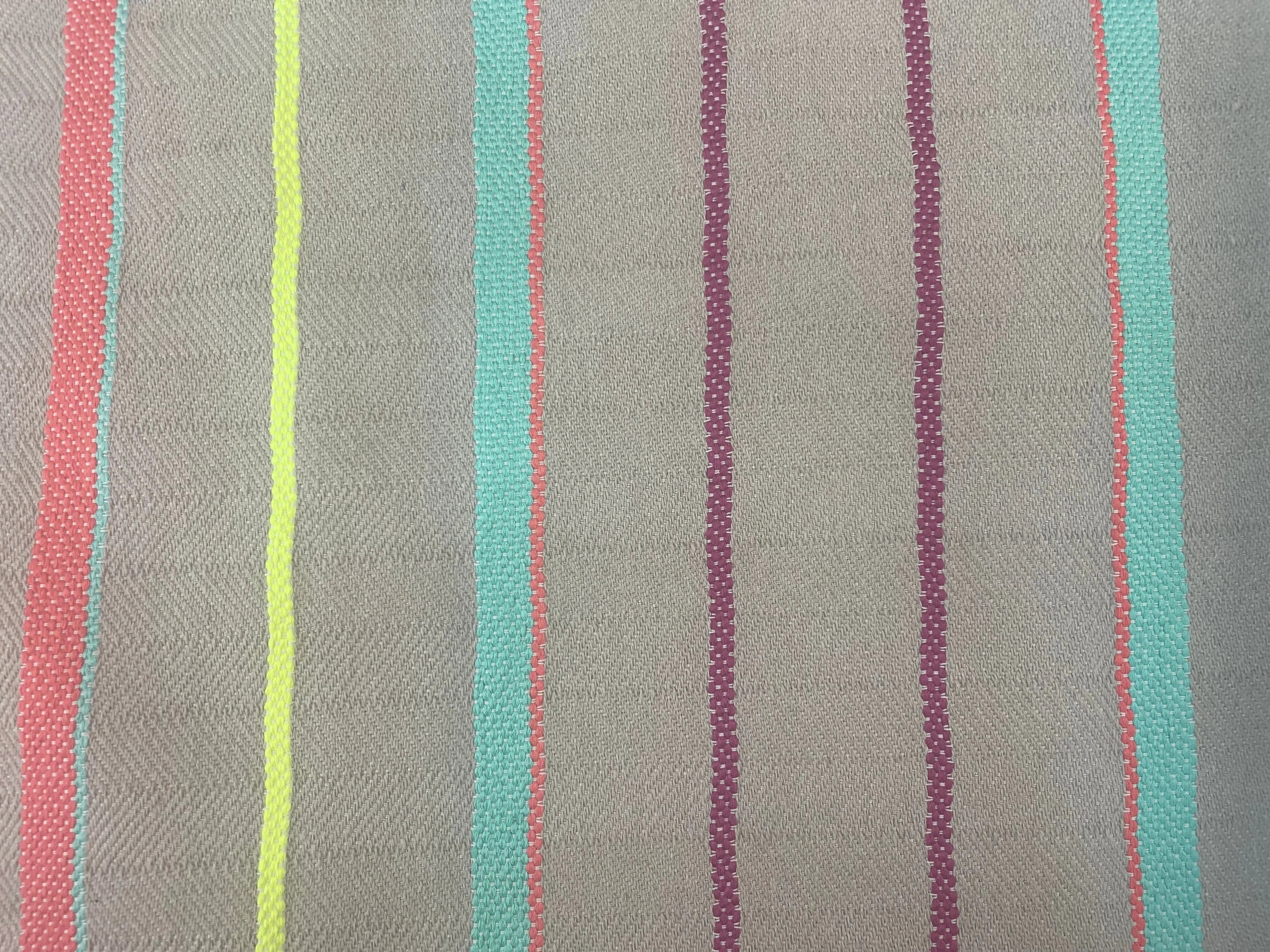 Herringbone Stripe Cotton - Beige & Neon