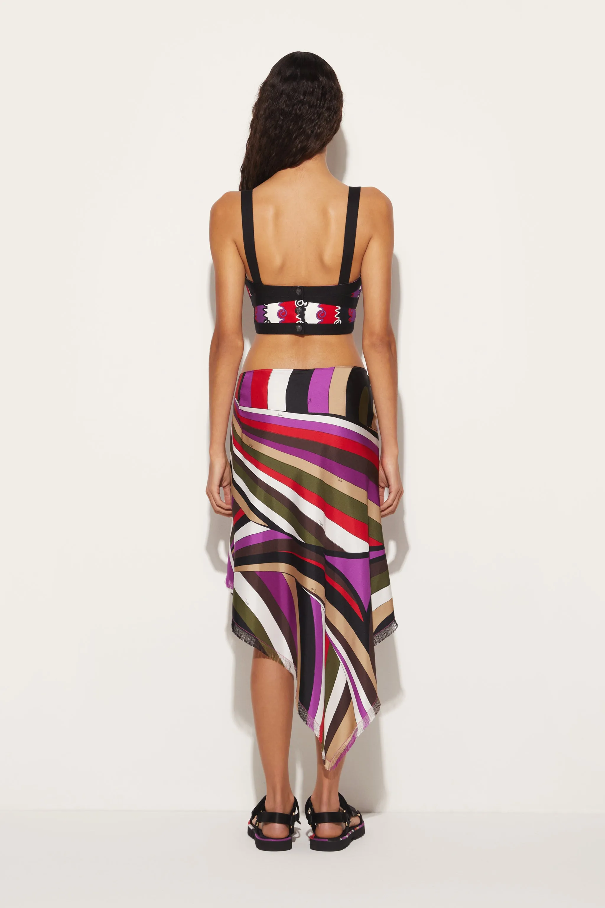 Iride-Print Silk-Twill Skirt