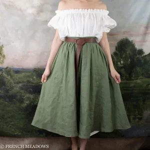 Ivy Green Linen Midi Skirt