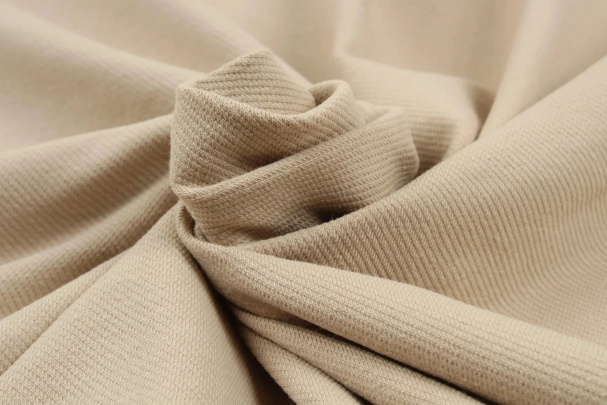 Knitted Cotton Twill - Beige (1 METER REMNANT)