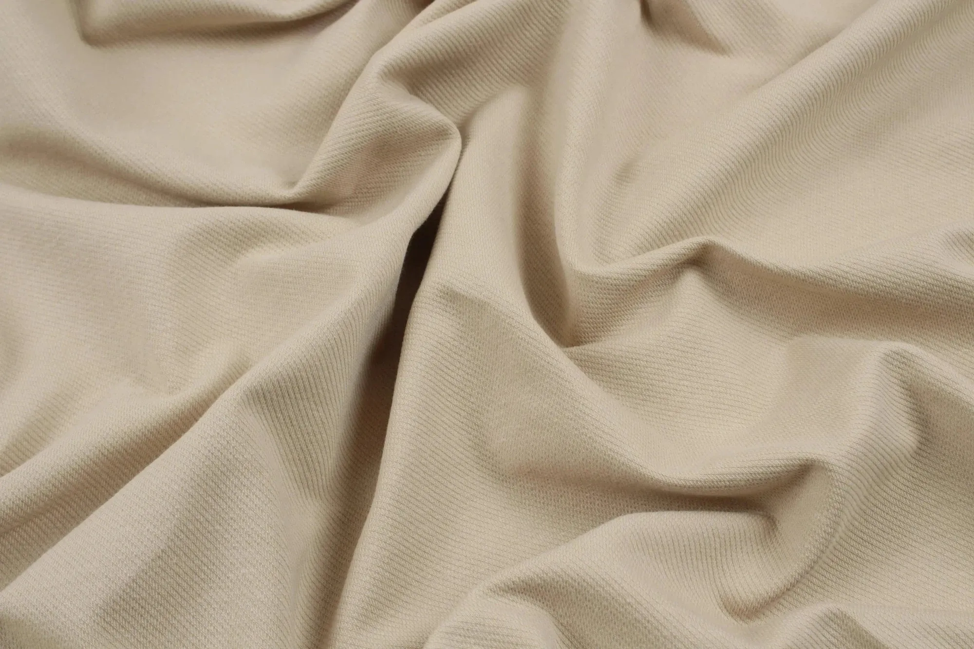 Knitted Cotton Twill - Beige (1 METER REMNANT)