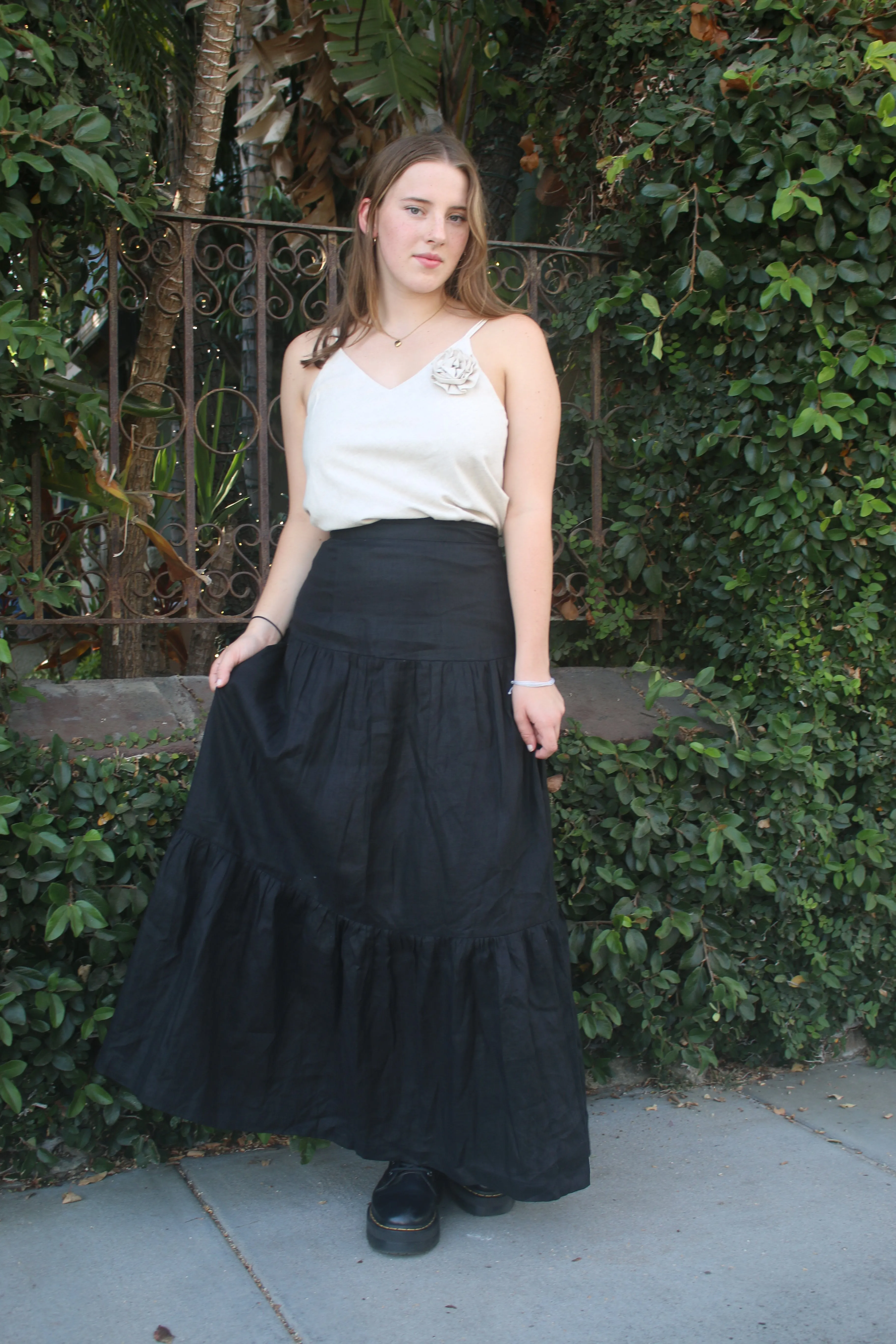 Lily Drop Waist 100% Linen Maxi Skirt