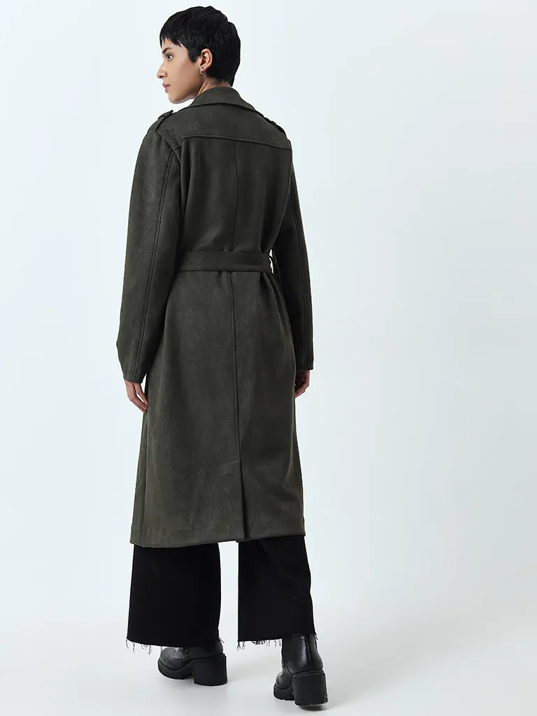 LOV Olive Suede Overcoat