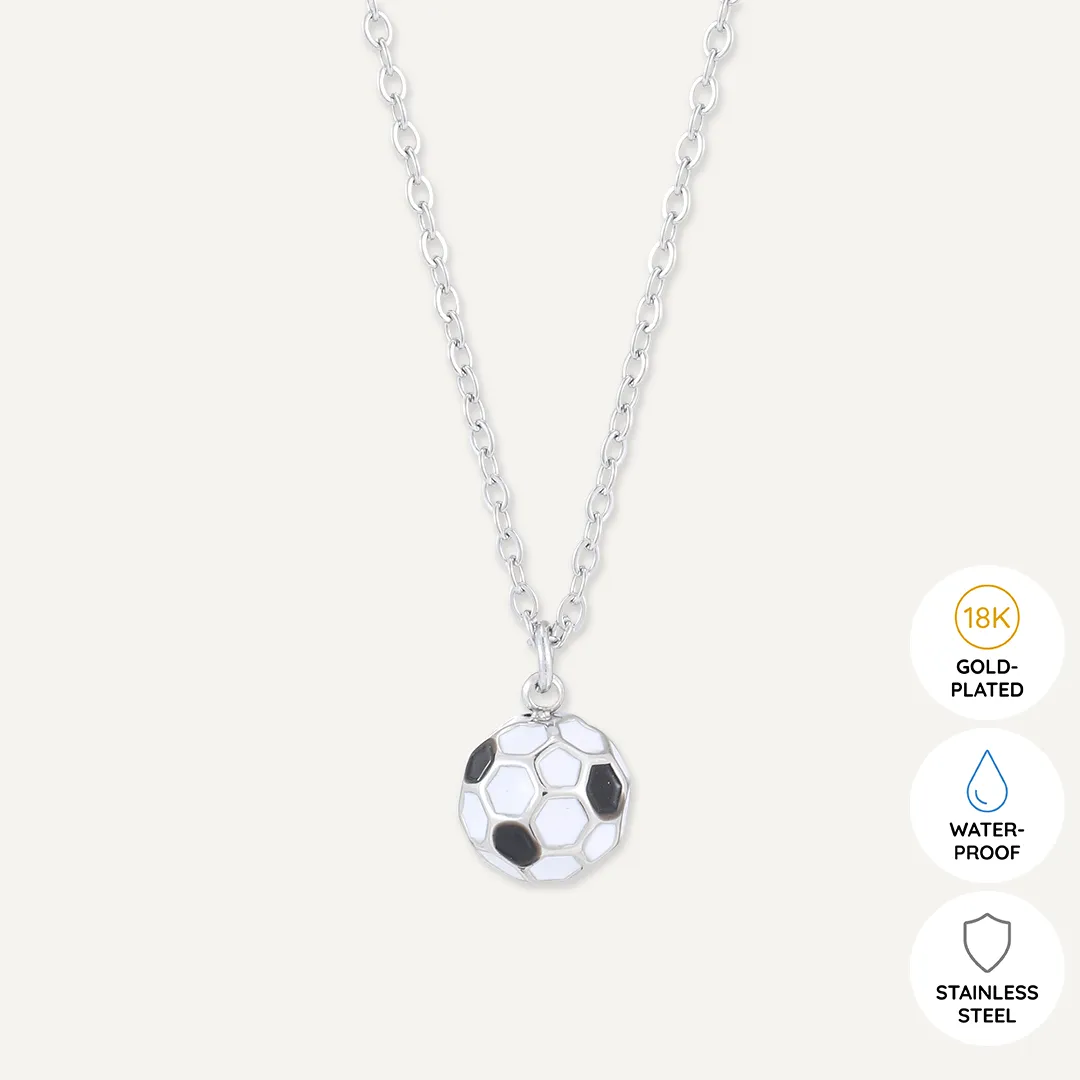 Memories: "BACK OF THE NET"  | Football Ball Necklace | White Gold-Plated | Multi-Colour