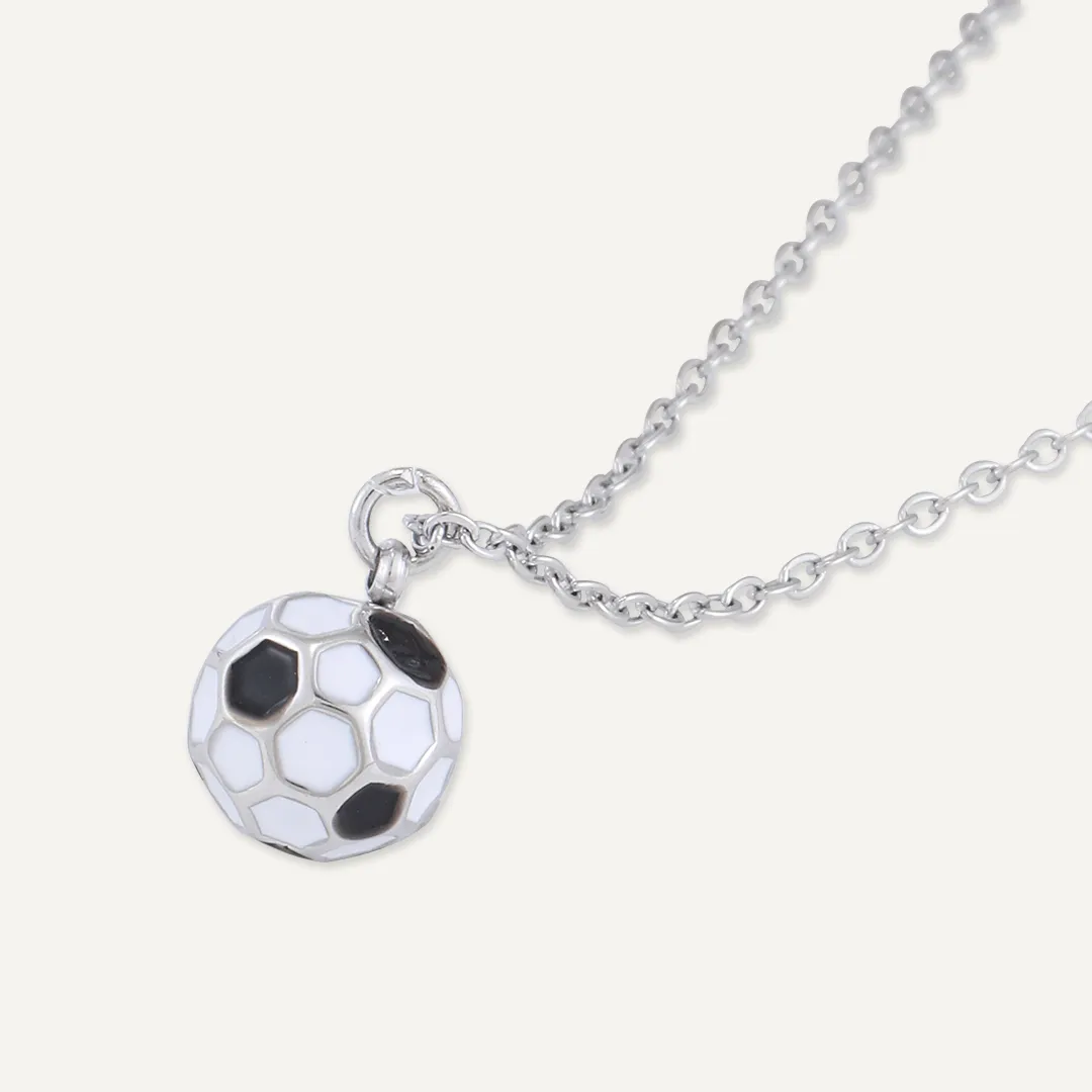 Memories: "BACK OF THE NET"  | Football Ball Necklace | White Gold-Plated | Multi-Colour