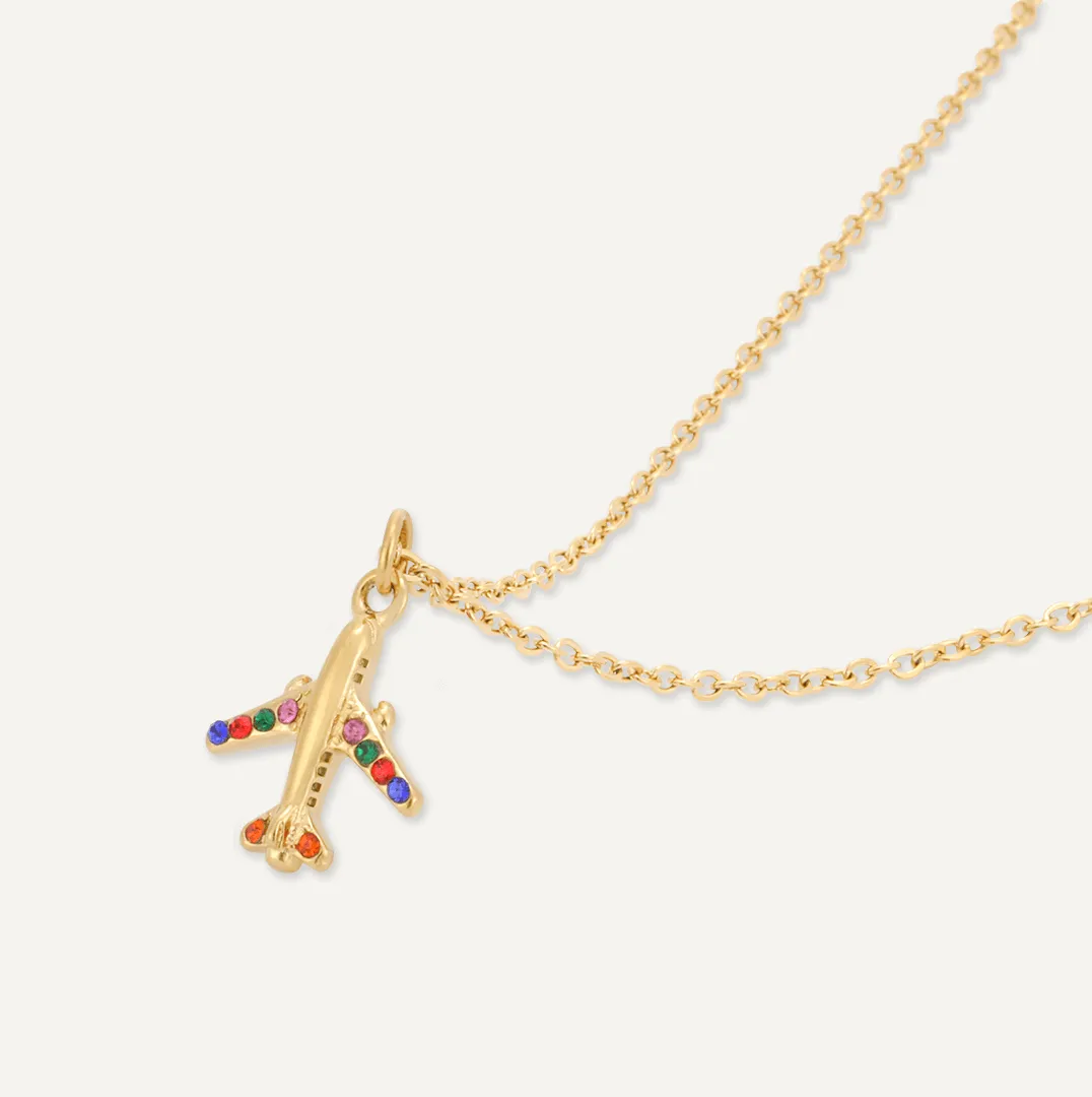 Memories: "BON VOYAGE" | Airplane Necklace | 18K Gold-Plated