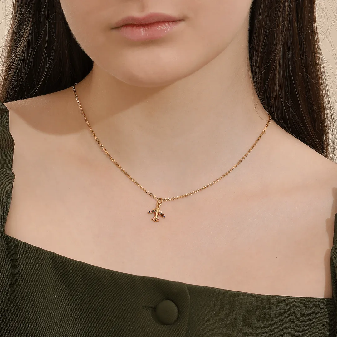 Memories: "BON VOYAGE" | Airplane Necklace | 18K Gold-Plated