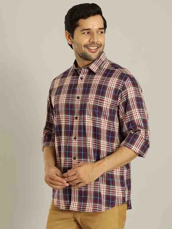 Men Checked Full Sleeve Cotton Blend Shirt