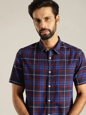 Men Checked Half Sleeve Cotton Shirt