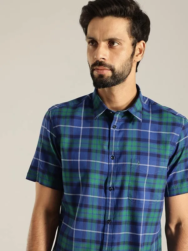 Men Checked Half Sleeve Cotton Shirt