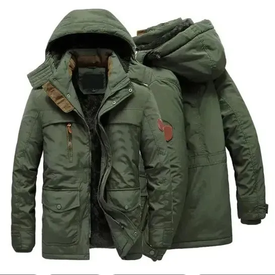 Men's Outdoor Padded Parka Jacket Thick Winter Warm Wool Liner Jackets Outwear Snow Windbreaker Parka Overcoats | 1133