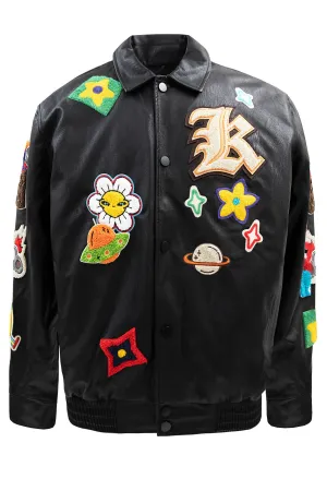 Men's Premium Multiple Patches PU Leather Jacket