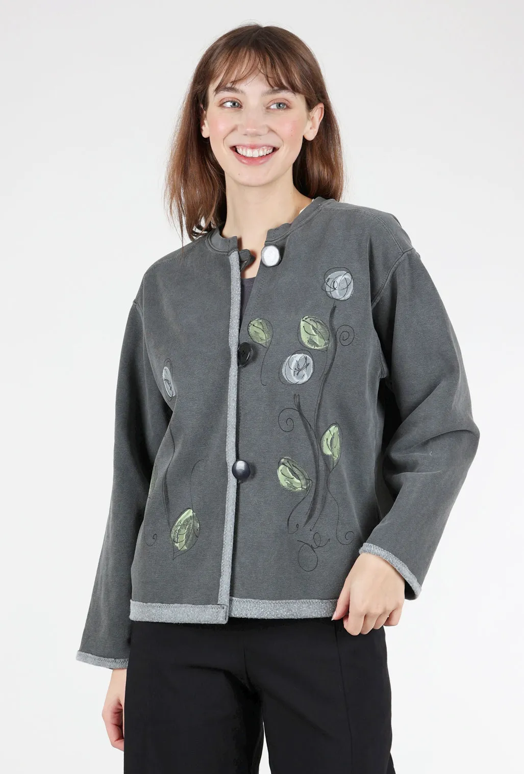 Mix-Button Jacket, Charcoal