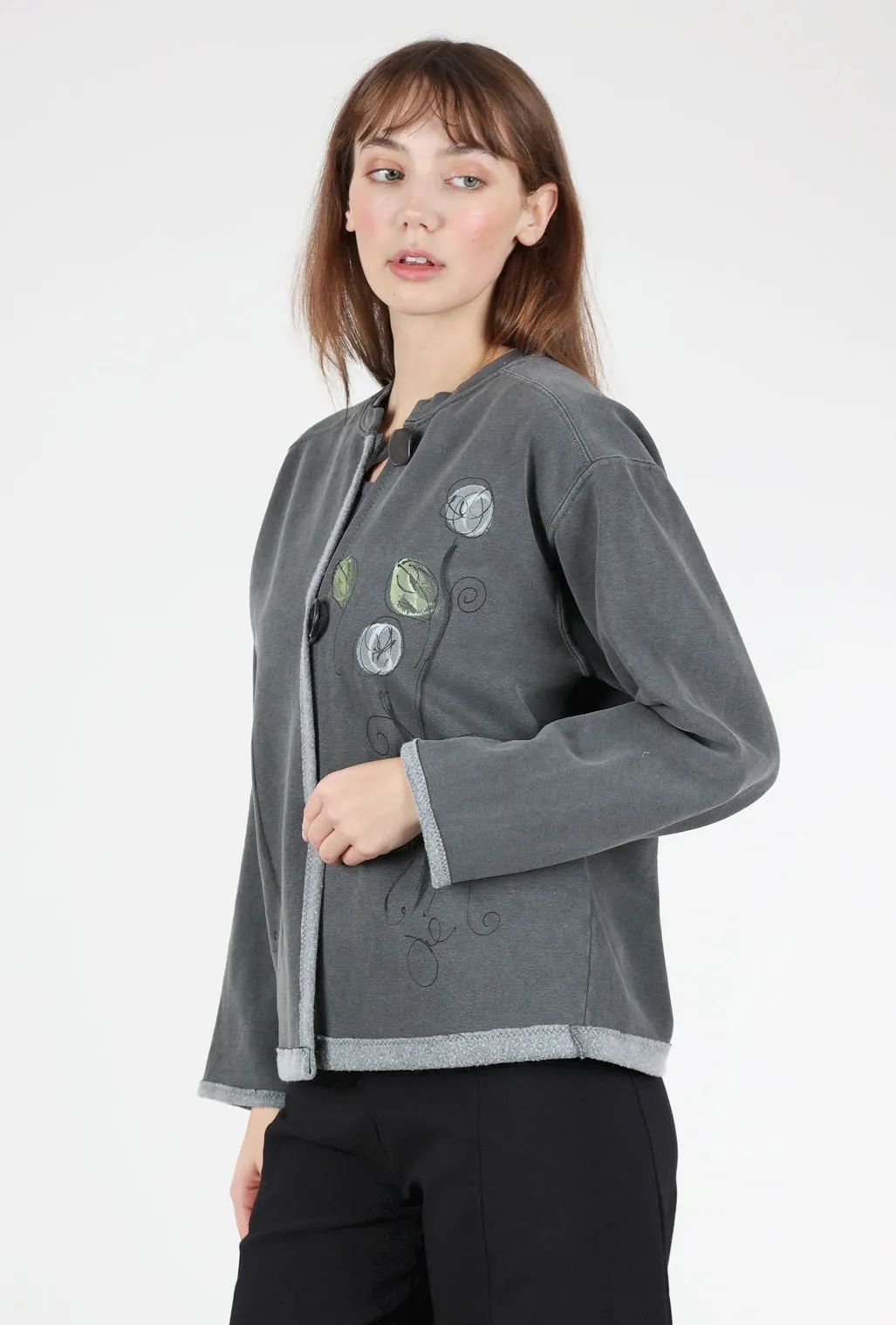 Mix-Button Jacket, Charcoal