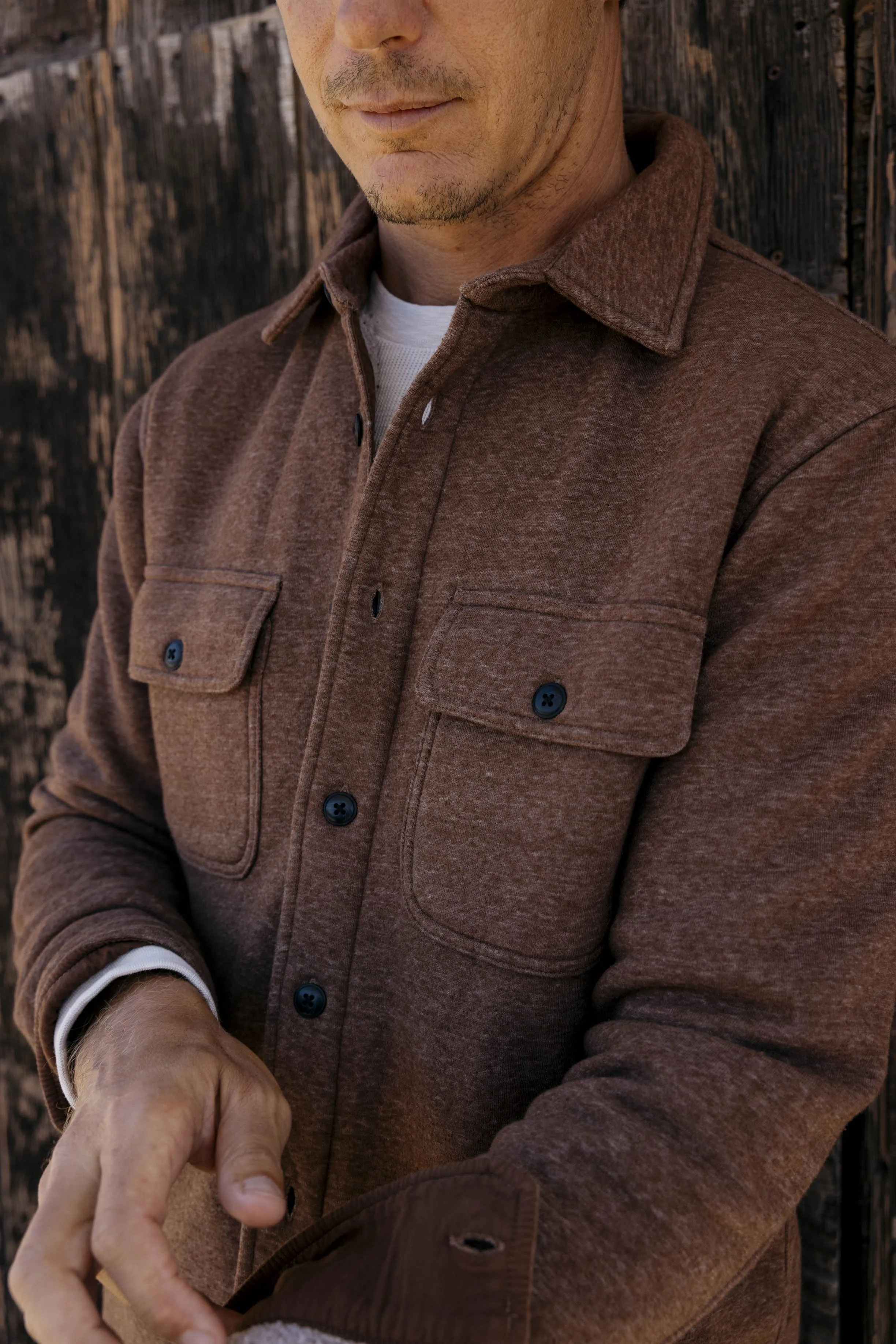 Nolan Marled Fleece CPO Shirt Jacket - Sugar Brown