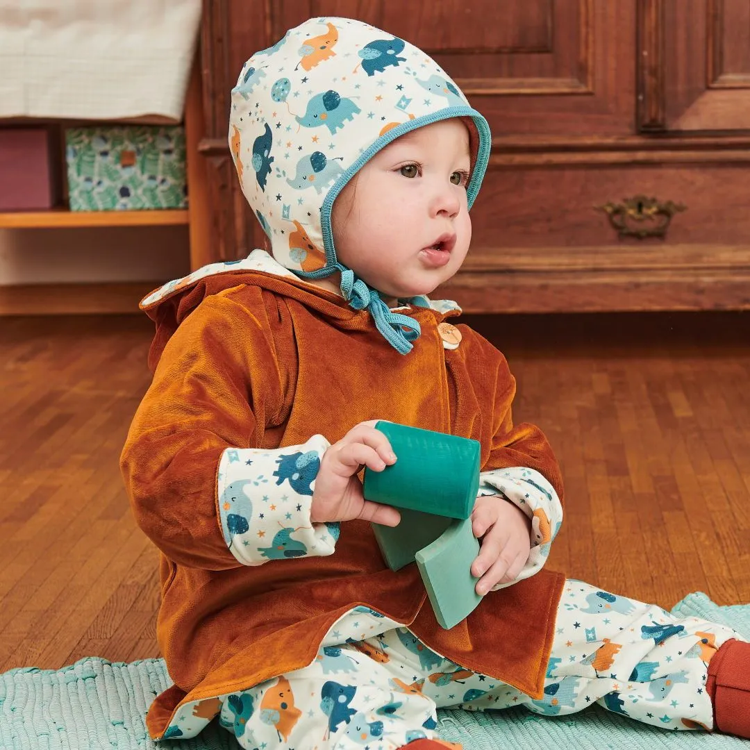 Organic reversible jacket "Nicki Caramel | Baby Elephant" - 98% organic cotton, 2% elastane