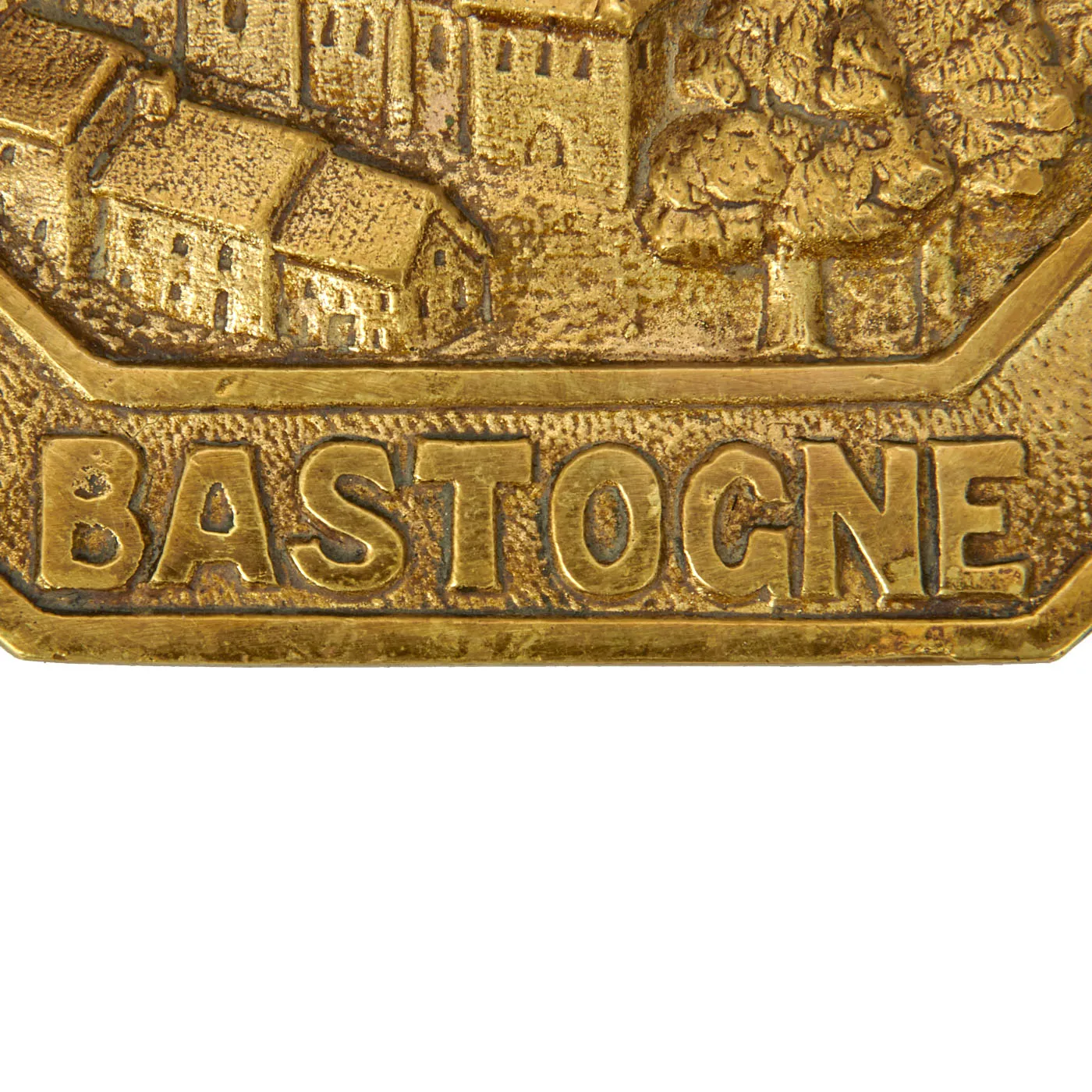 Original WWII U.S. 101st Airborne Battle of the Bulge Brass NUTS Plaque - Bastogne 1944